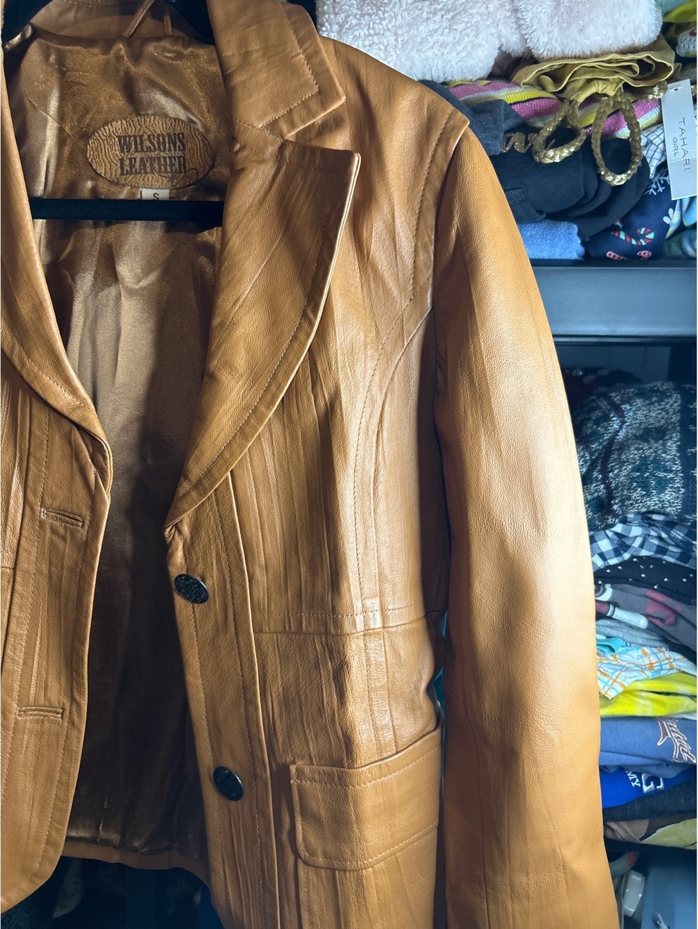 Wilson's Leather Brown Embroidered Leather Blazer Jacket